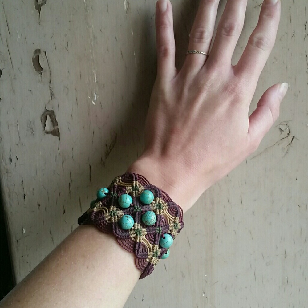 Boho turquoise wrap bracelet